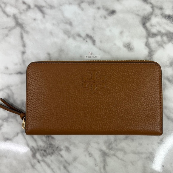 Tory Burch Large Thea Zip Continental Wallet & ID Holder Case In Moose Brown - Picture 2 of 12